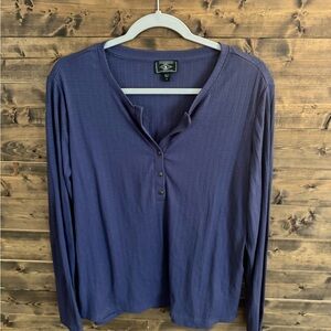 G.H. Bass & Co. Women's Long-Sleeve Henley in Navy Blue